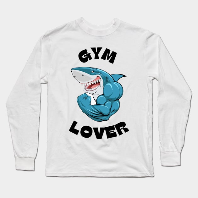 Gym lover shark Long Sleeve T-Shirt by matguy